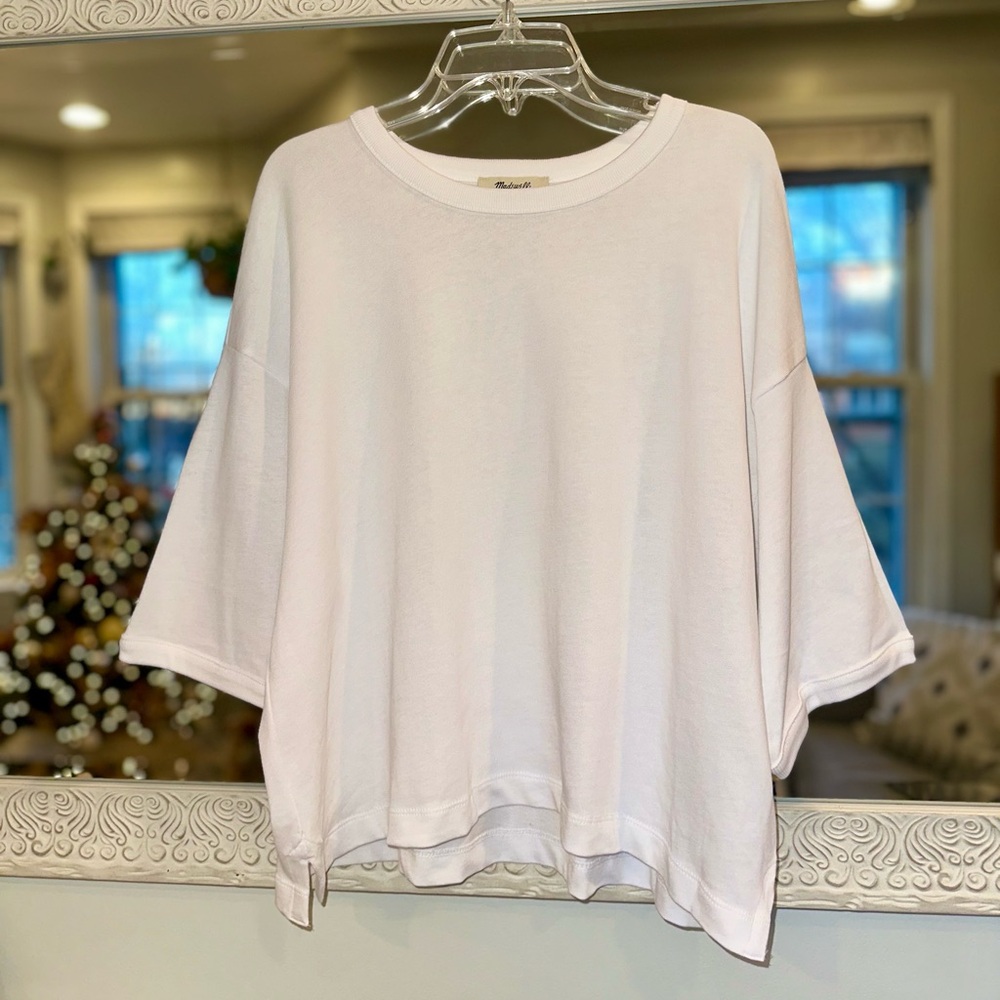 New Madewell 100% Cotton Relaxed Short Sleeves Boxy White Tee - Medium - Picture 8 of 8